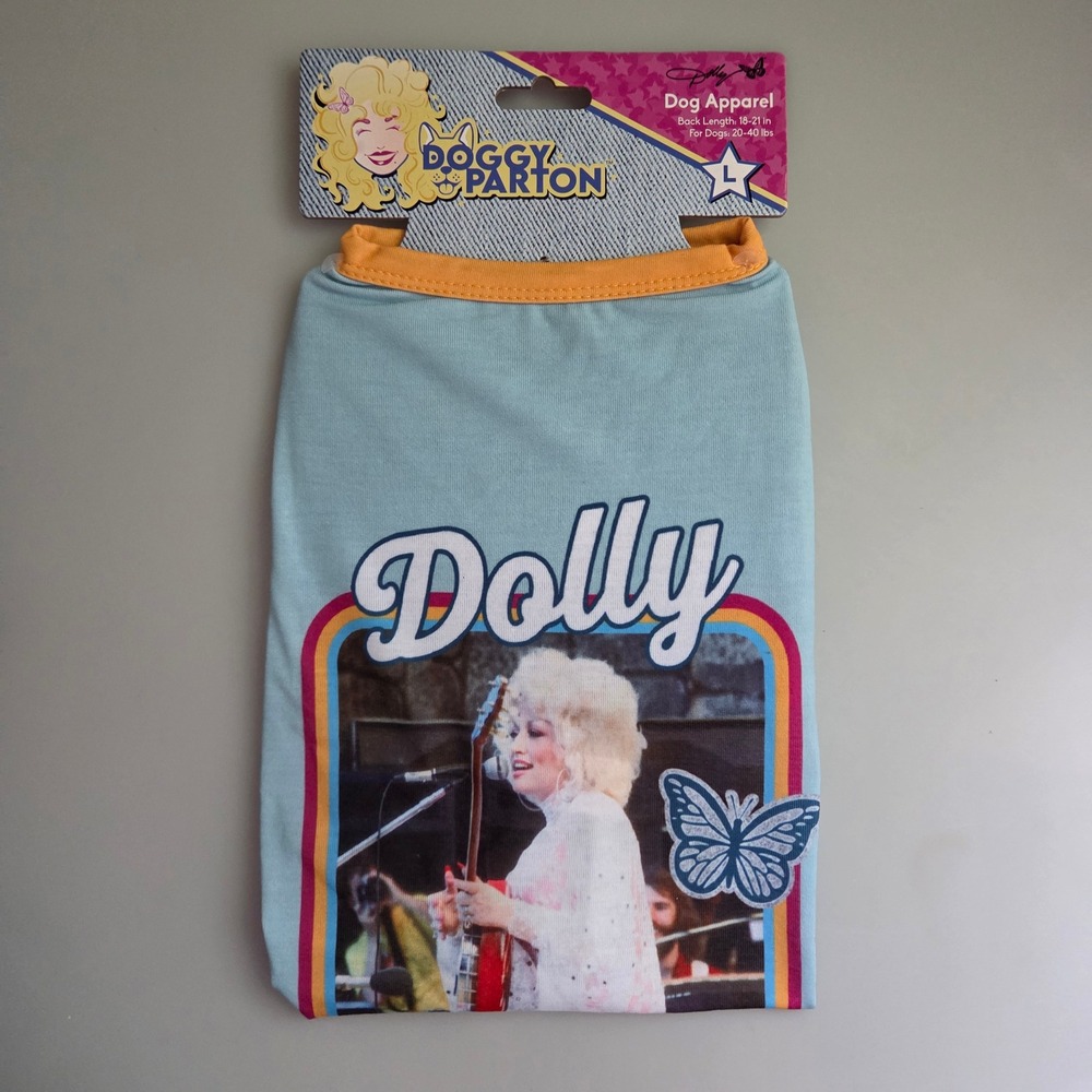 Doggy Parton Blue Dolly and the Mighty Fine Band Pet T-Shirt Size Large NEW